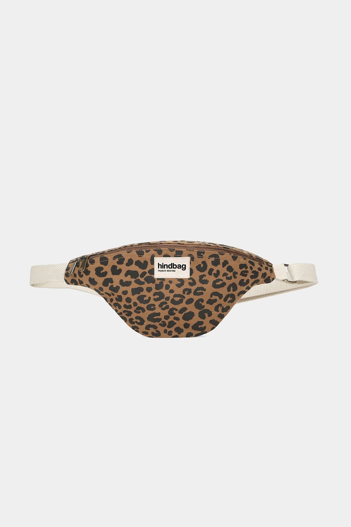 Bauchtasche Olivia von Hindbag im Leoparden-Print Zimt – GOTS Bio-Baumwolle, Doppelreißverschluss, verstellbarer Gurt 56–105 cm