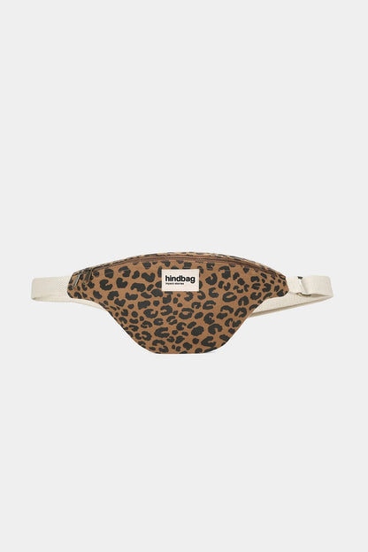 Bauchtasche Olivia von Hindbag im Leoparden-Print Zimt – GOTS Bio-Baumwolle, Doppelreißverschluss, verstellbarer Gurt 56–105 cm
