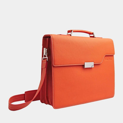 Amsterdam Aktentasche Tan Camel aus hochwertigem, genarbtem Leder handgefertigt - HOLE-X-WORLD