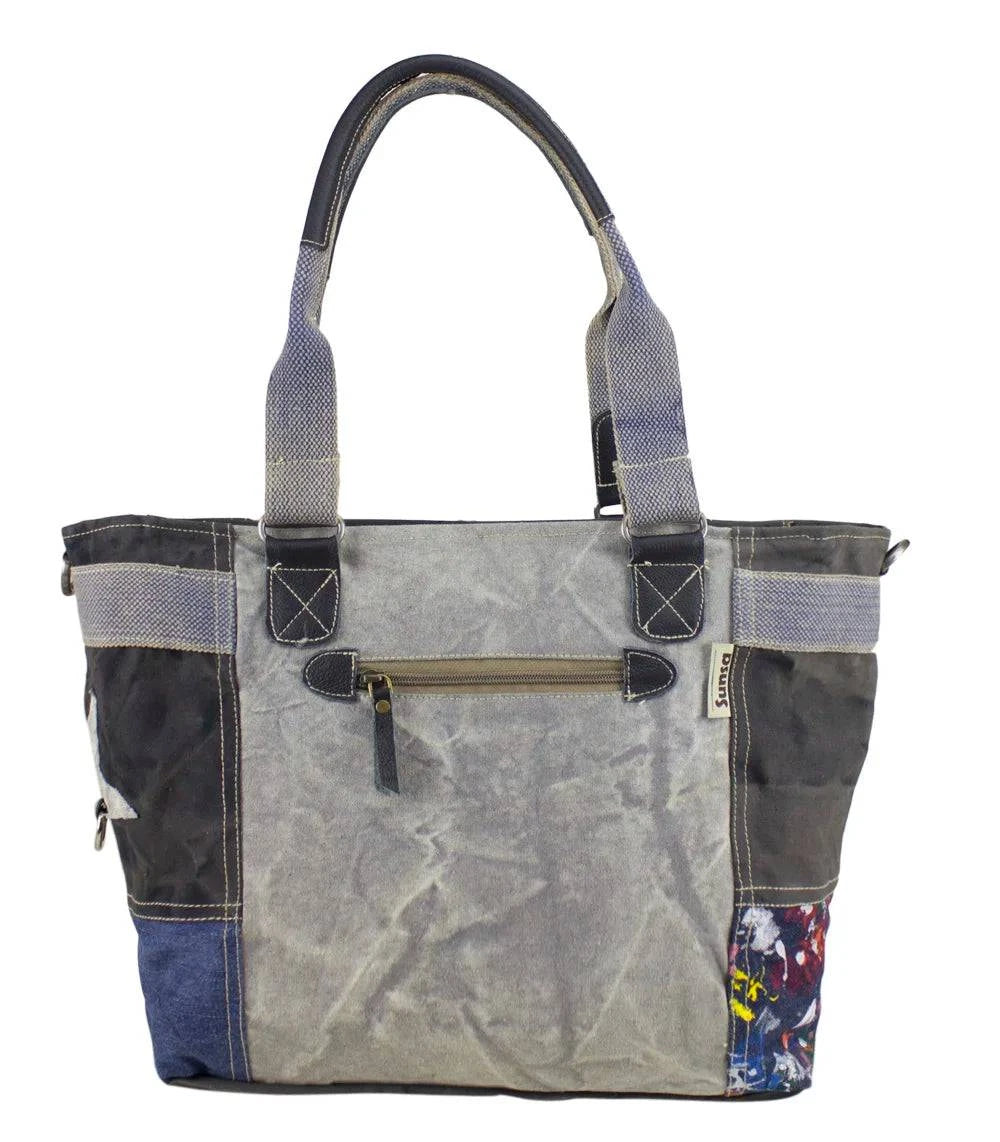 Sunsa Damen Handtasche Badetasche Schultertasche aus Canvas Jeans Shopper - HOLE-X