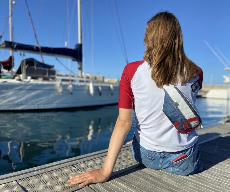 Guerteltasche "Knoten" weiß blau rot