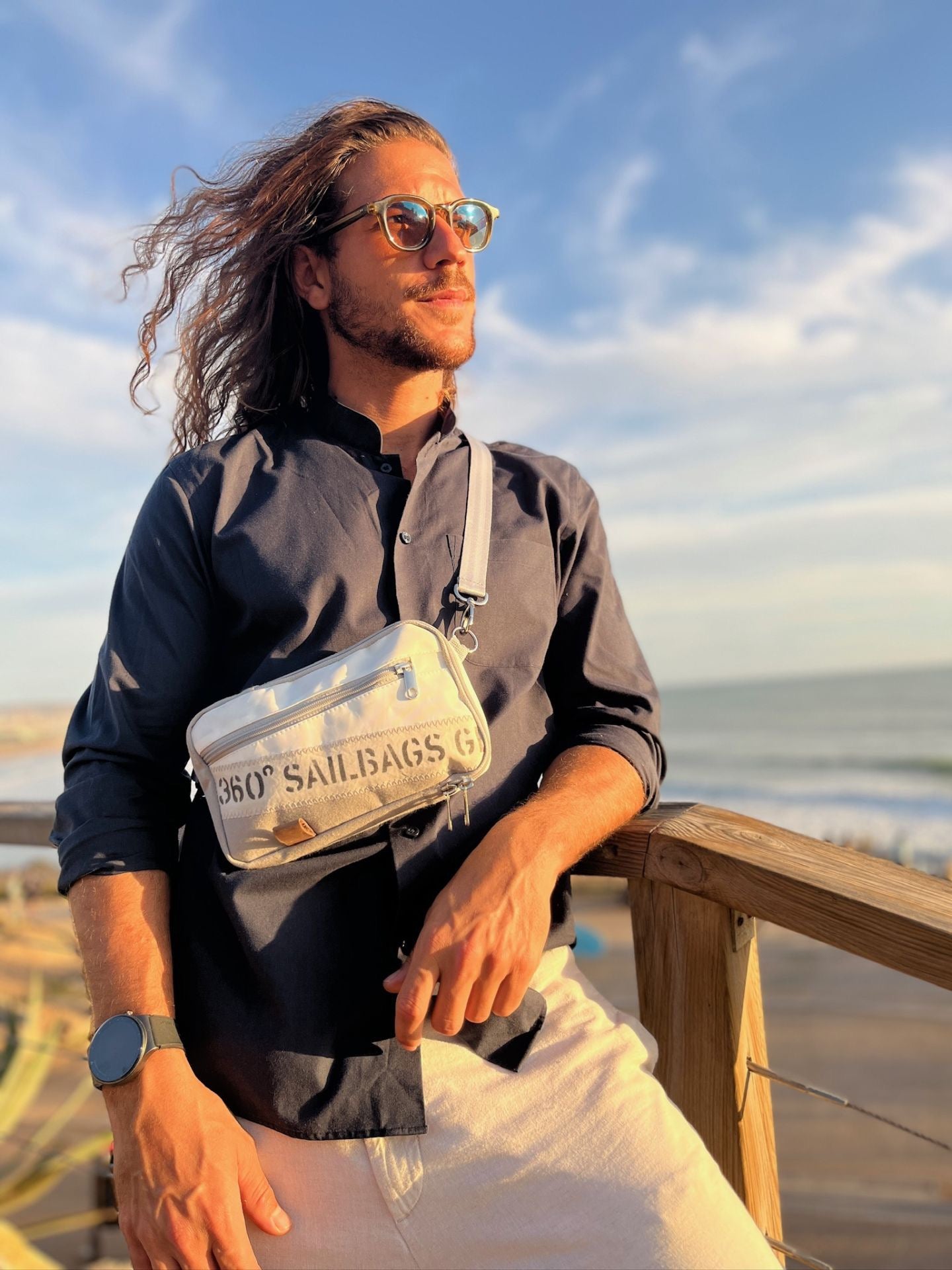 Hip bag "Nautik" mit "360° SAILBAGS GER" Stencil Aufdruck