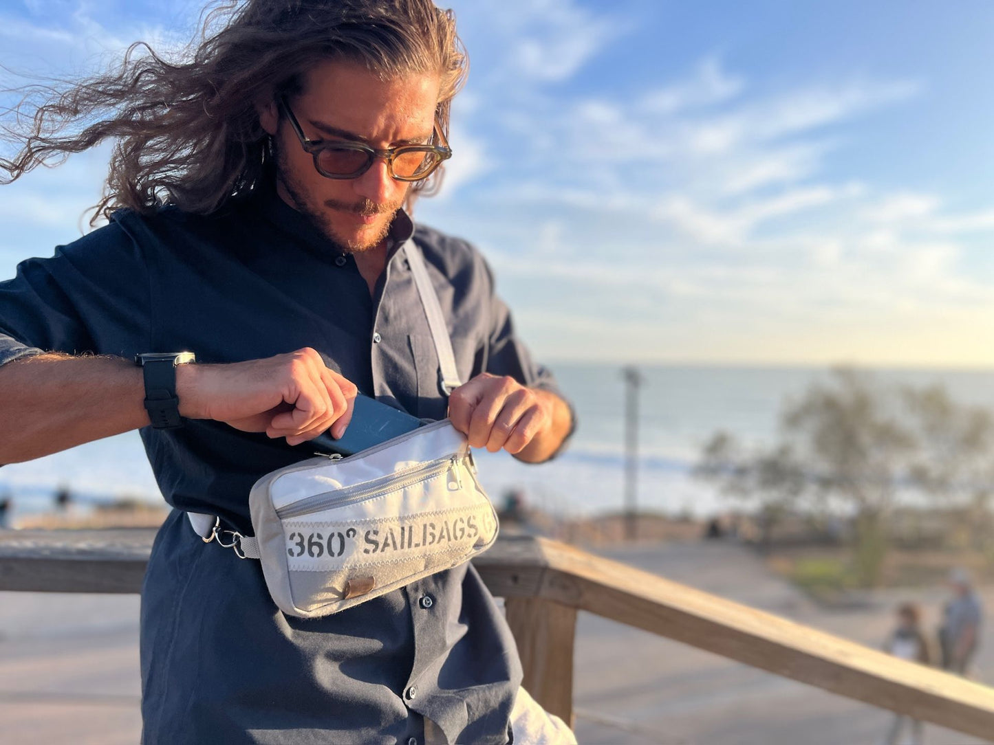 Hip bag "Nautik" mit "360° SAILBAGS GER" Stencil Aufdruck