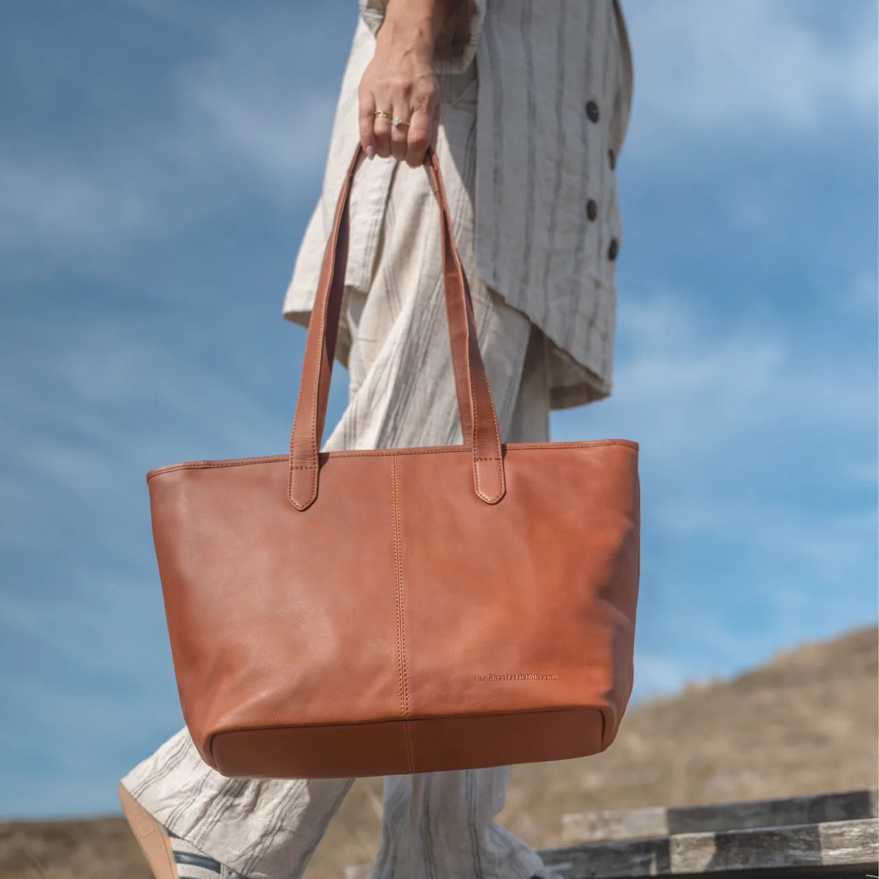 Leder Shopper Cognac Monza