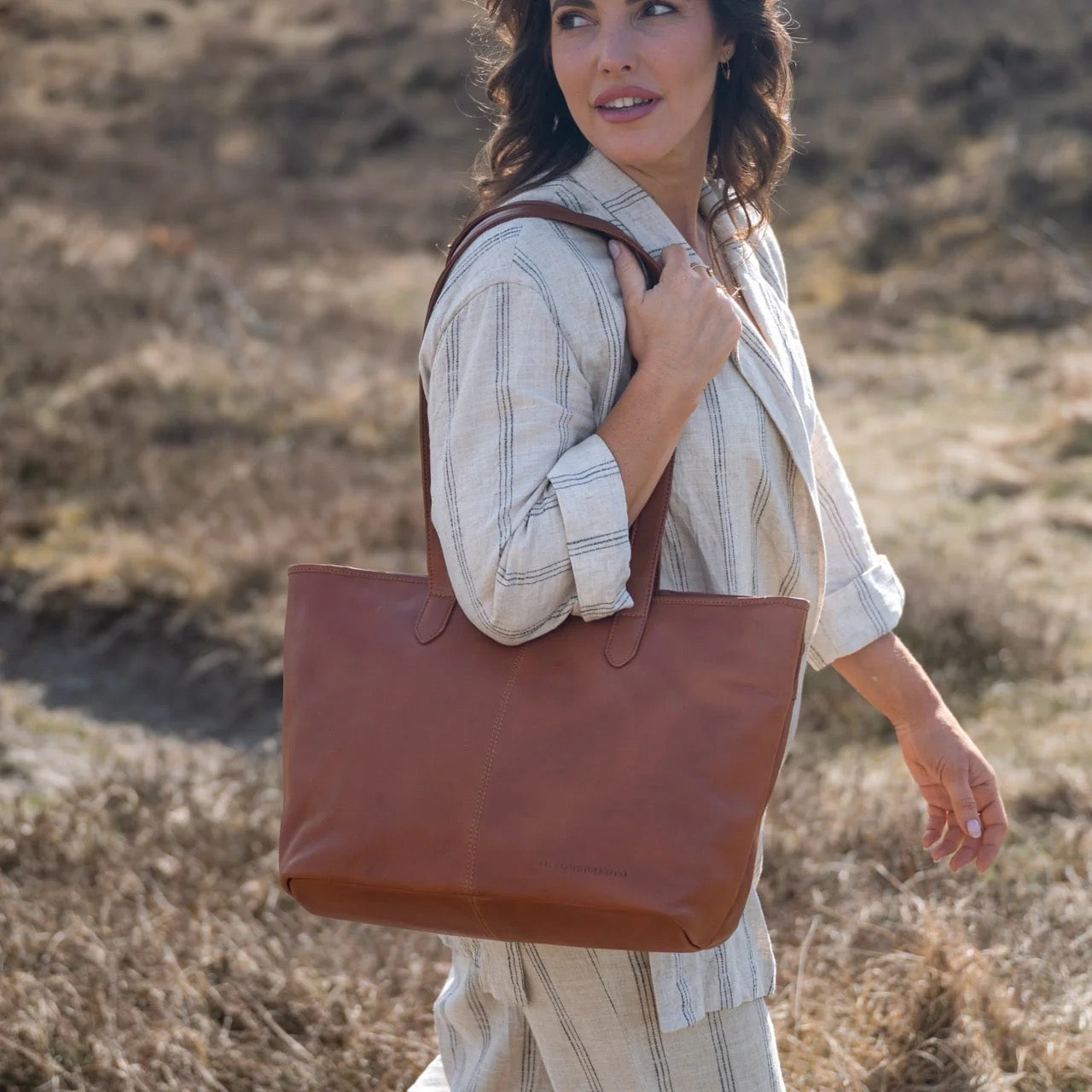 Leder Shopper Cognac Monza