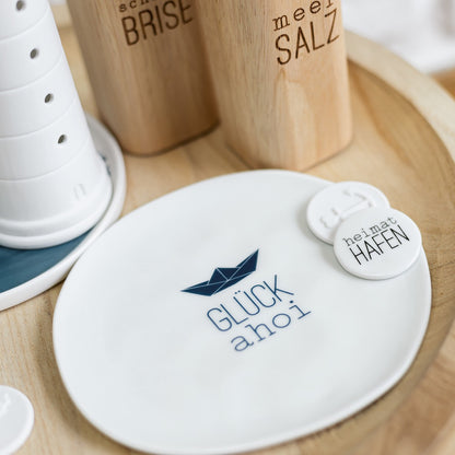 Räder MEERESRAUSCHEN. Teller Glück ahoi