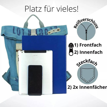 Sunsa Rucksack. Vegan Backpack aus Canvas ( Segeltuch). Großer Freizeit Cityrucksack. Daypack Tasche für Damen. A4 geignet. - HOLE-X
