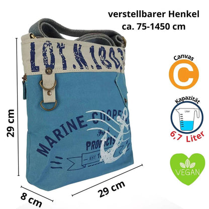Sunsa Damen Umhängetasche. Vegan Schultertasche in Maritim Stil. Handtasche aus Canvas ( Segeltuch). kleine Crossbody Tasche für Frauen - HOLE-X