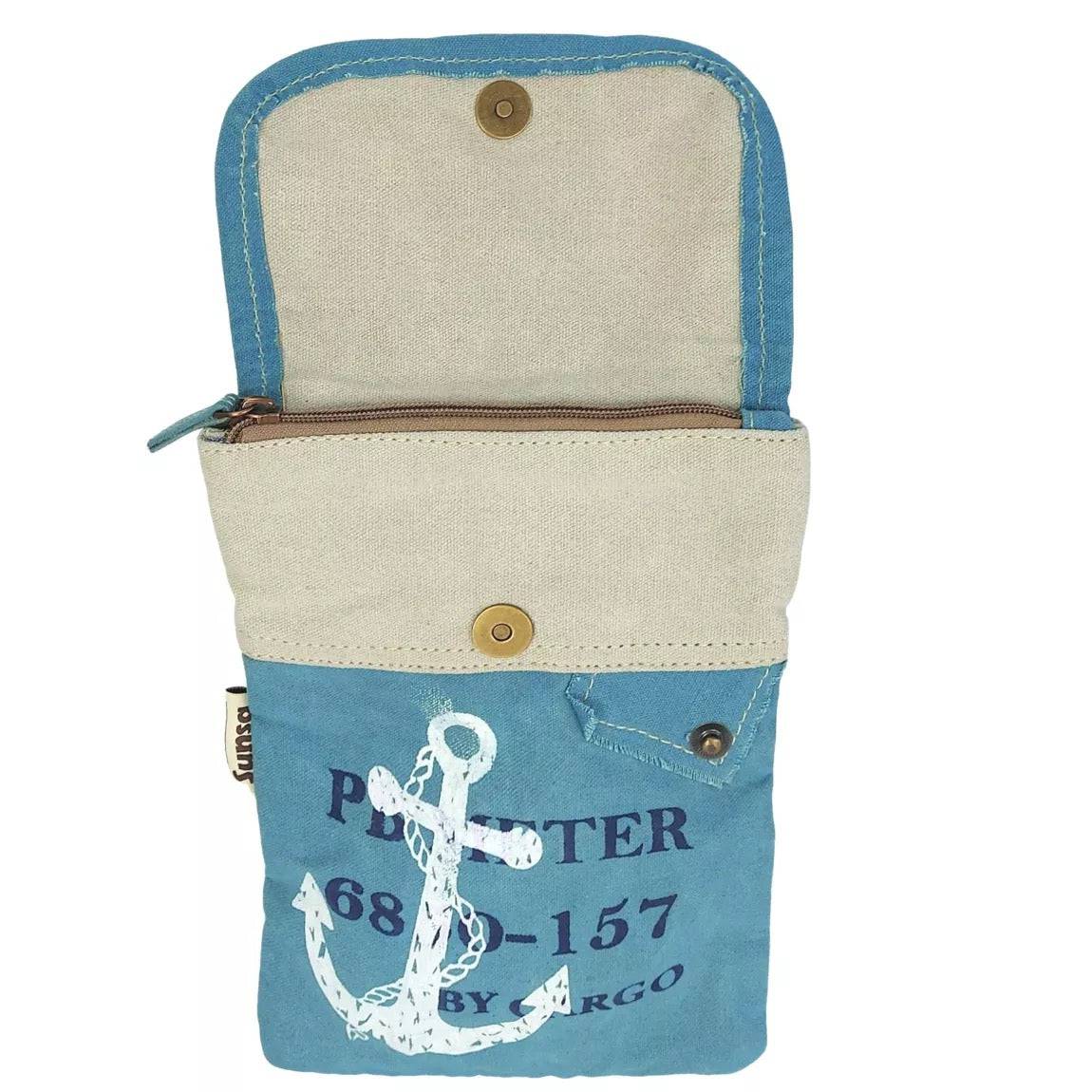 Sunsa Damen Umhängetasche. Schultertasche in Maritim Stil. Handtasche aus Canvas ( Segeltuch). Kleine Crossbody Tasche für Frauen. - HOLE-X