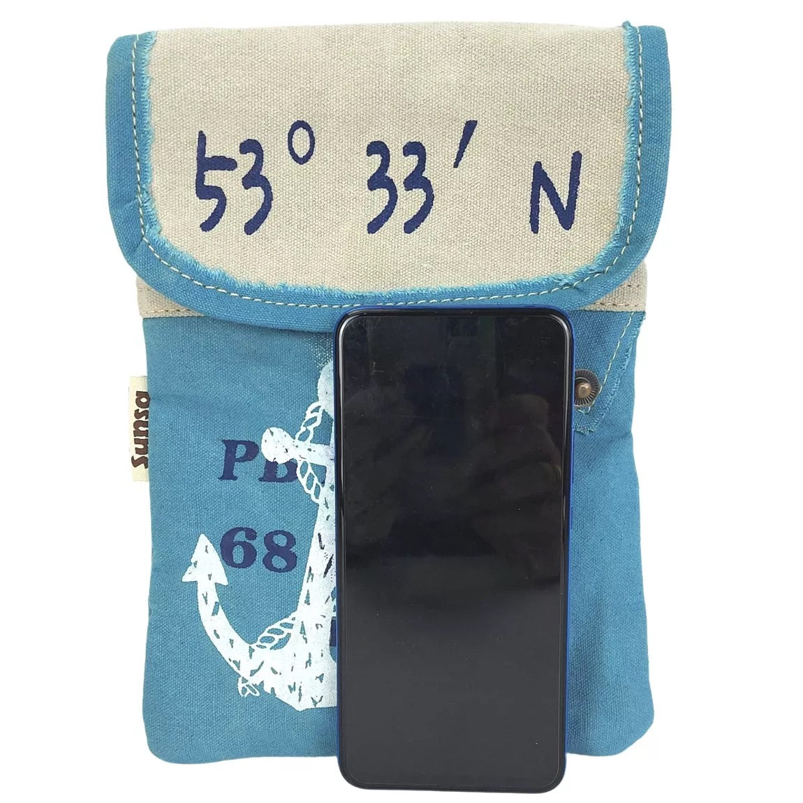 Sunsa Damen Umhängetasche. Schultertasche in Maritim Stil. Handtasche aus Canvas ( Segeltuch). Kleine Crossbody Tasche für Frauen. - HOLE-X