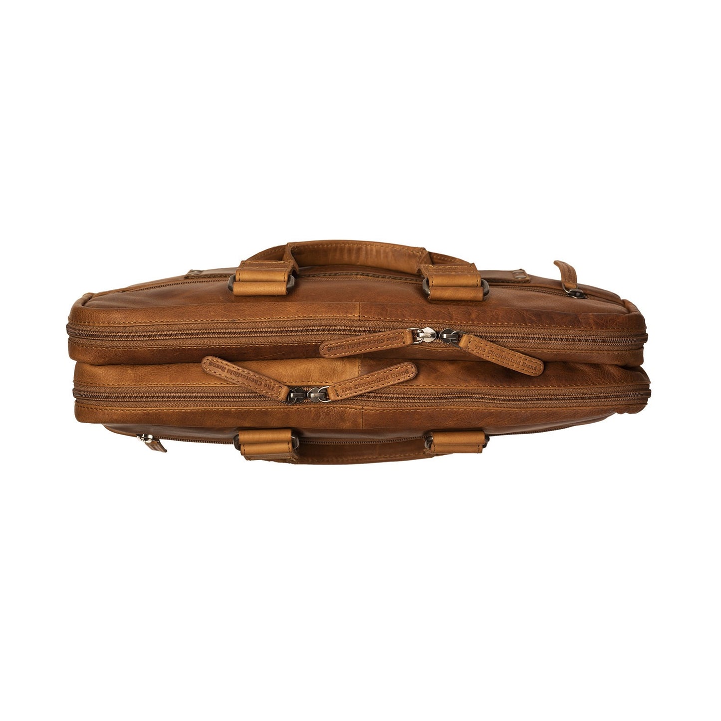 Laptoptasche Seth Cognac – Frontalansicht mit geschlossenen Reißverschlüssen I The Chesterfield Brand