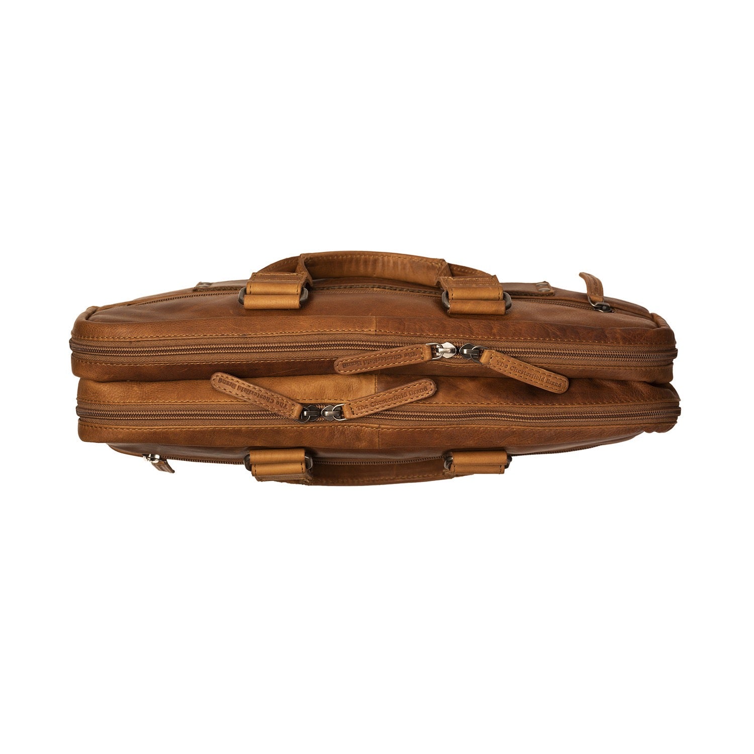 Laptoptasche Seth Cognac – Frontalansicht mit geschlossenen Reißverschlüssen I The Chesterfield Brand