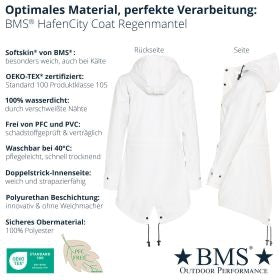 BMS HafenCity® Coat Regenmantel Weiß – Produktdetails: Kapuze, Schnitt, Reißverschluss, Taschen | BMS Hamburg