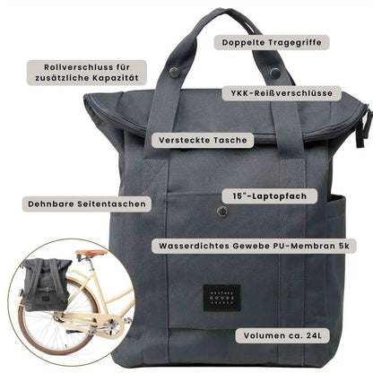 City Bikepack XL V3 - Fahrradtasche und Rucksack - Maße - HOLE-X