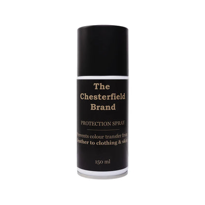 The Chesterfield Brand Protection Spray 150 ml – schwarze Spraydose Frontansicht, verhindert Farbabfärben von Leder