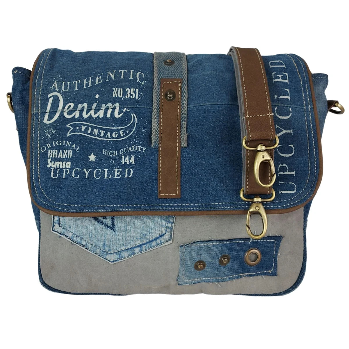 Sunsa Canvas Damen Messengertasche, recycelte Jeans Umhängetasche Der Umwelt zu Liebe