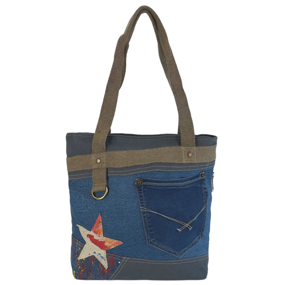 Sunsa Shopper, Canvas Handtasche im Vintage Stil, Vegane Schultertasche