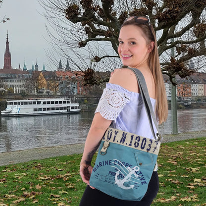 Sunsa Damen Umhängeasche, Vegane Crossover bag aus Canvas.Tasche mit Maritim-Motiv - HOLE-X-WORLD