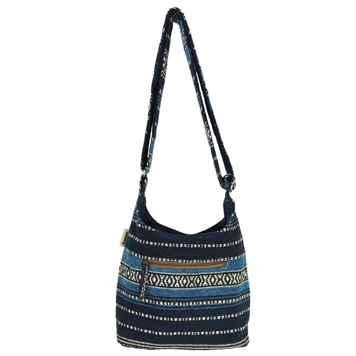 Sunsa Hobo Tasche. Gestreifte Baumwolle Umhängetasche. Vegane Schultertasche. Crossbody bag