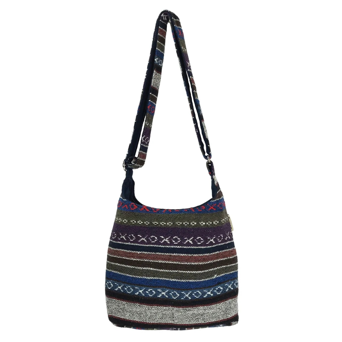 Sunsa Hobo Tasche. Gestreifte Baumwolle Umhängetasche. Vegane Schultertasche. Crossbody bag