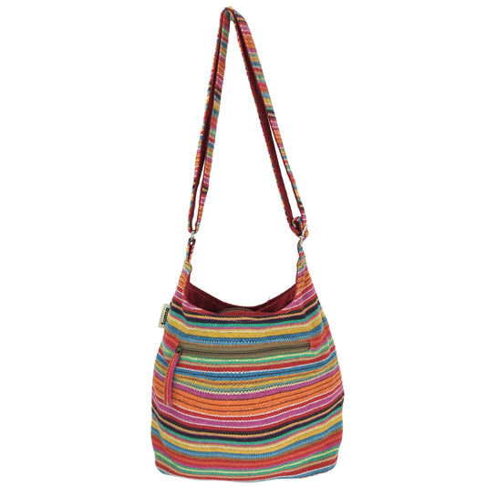 Sunsa Hobo Tasche. Gestreifte Baumwolle Umhängetasche. Vegane Schultertasche. Crossbody bag