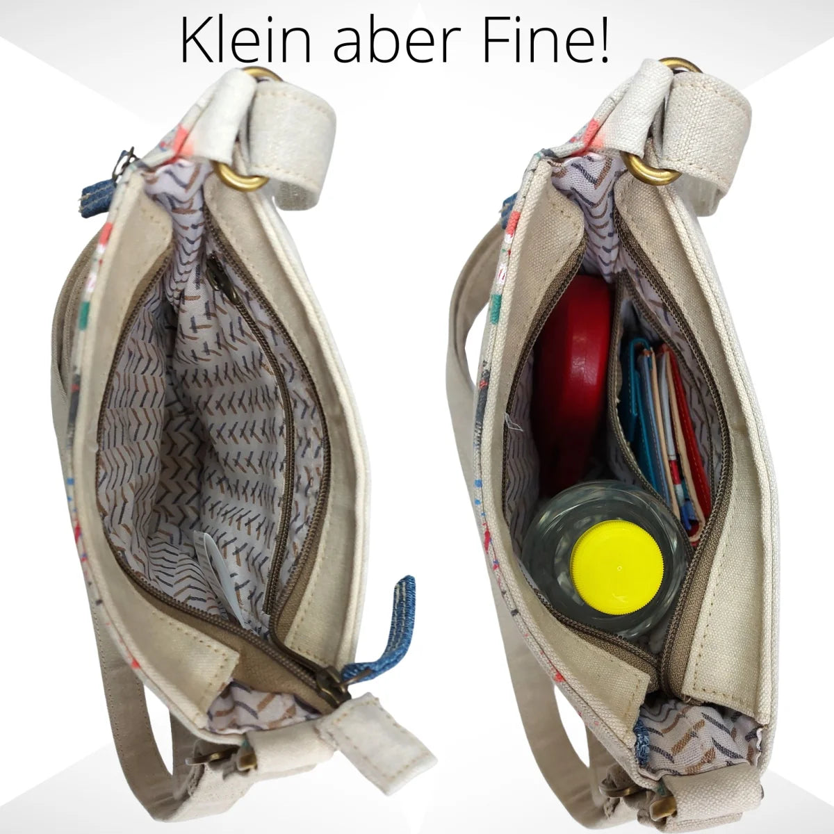 Sunsa kleine Umhängetasche, Canvas Crossbody Bag. Nachhaltige Schultertasche mit Abstrakt Kunst Design