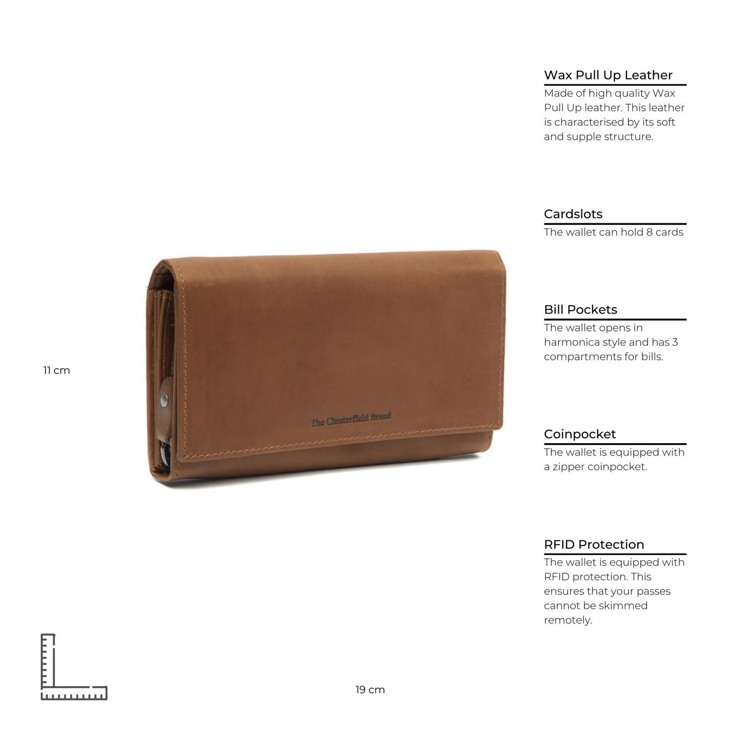 Leder Damenbörse Mirthe - cognac