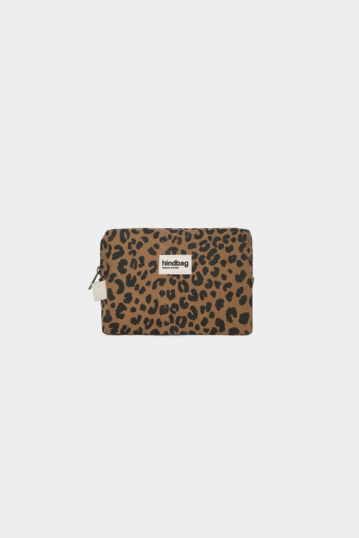 Léon Kulturbeutel von Hindbag im Leoparden-Print Zimt – Wochenendformat 2,8L aus GOTS Bio-Baumwolle, handgefertigtes Innenfutter