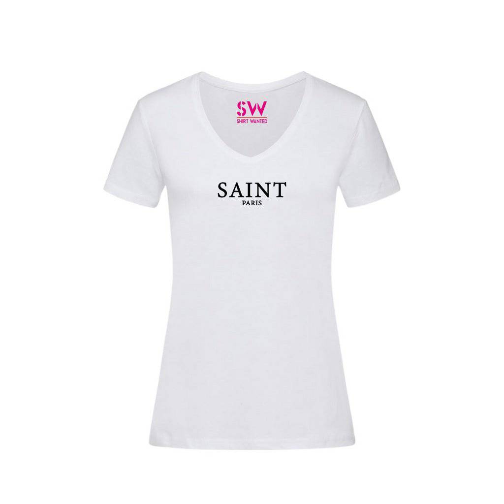 T-Shirt V-Ausschnitt Saint Paris Schwarz - HOLE-X-WORLD