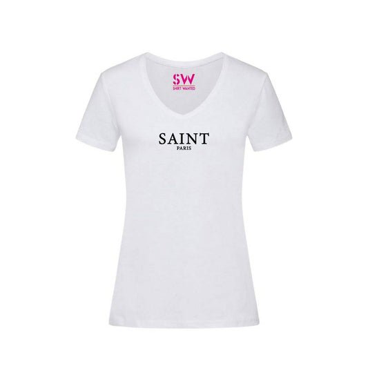 T-Shirt V-Ausschnitt Saint Paris Schwarz - HOLE-X-WORLD