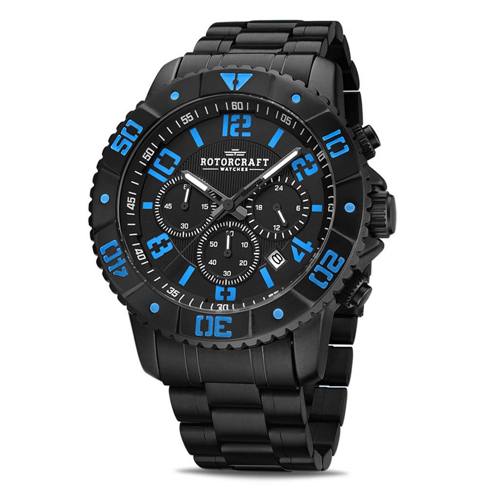 ROTORCRAFT UHR® BladeRC3302 Chrono - Gehäuse aus schwarzem Stahl - HOLE-X-WORLD