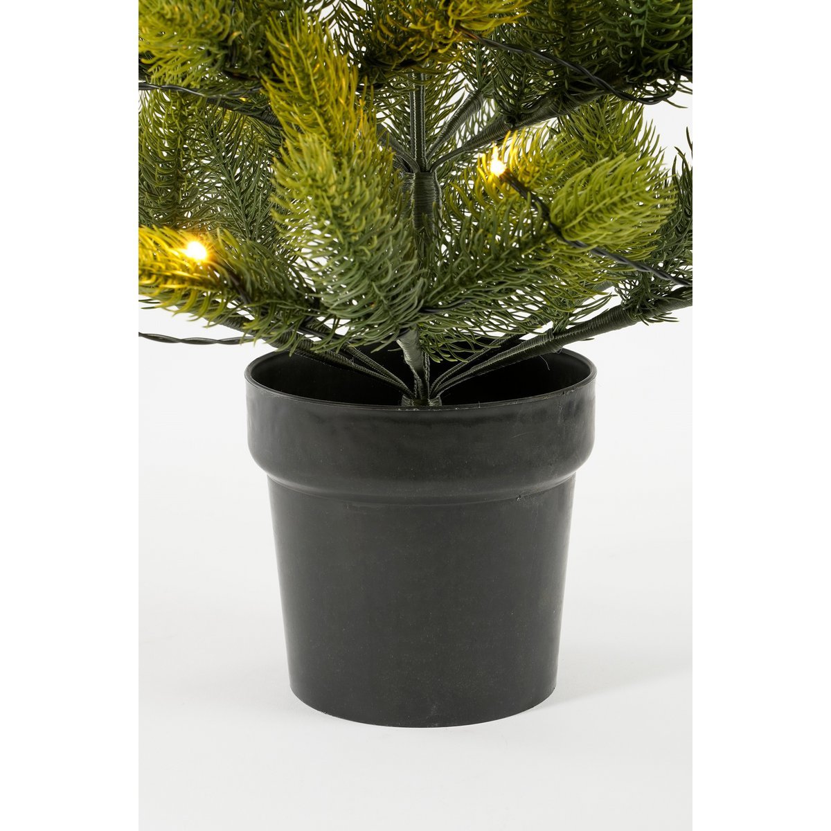 Nigata Künstlicher Weihnachtsbaum im Topf mit LED-Beleuchtung – H90 x Ø55 cm – Grün