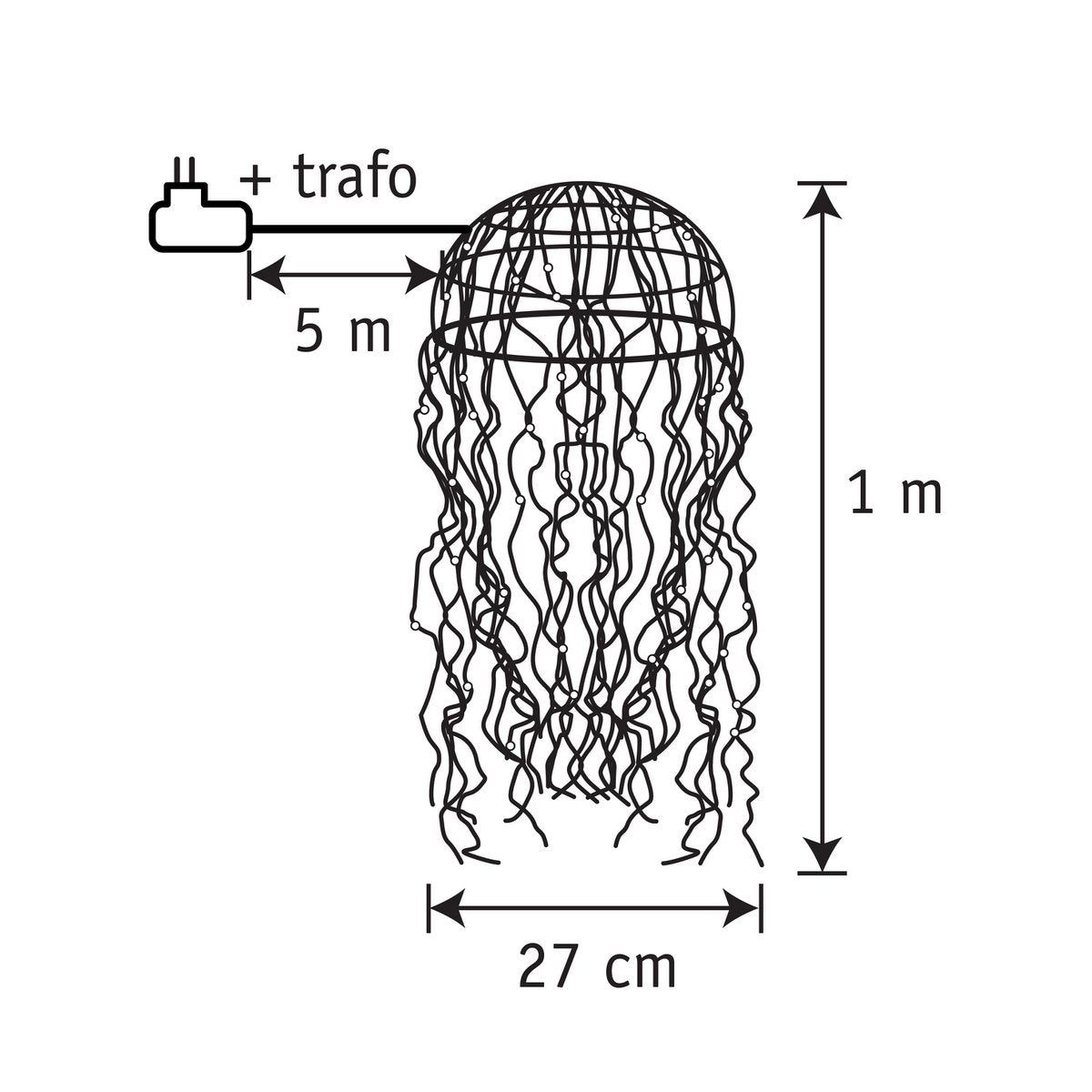 Kronleuchter Qualle mit warmweißer LED-Beleuchtung – L100 x Ø27 cm – Silber - HOLE-X-WORLD