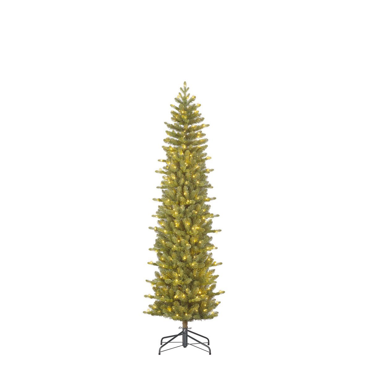 Harma Schmaler künstlicher Weihnachtsbaum mit LED-Beleuchtung – H185 x Ø63 cm – Grün - HOLE-X-WORLD