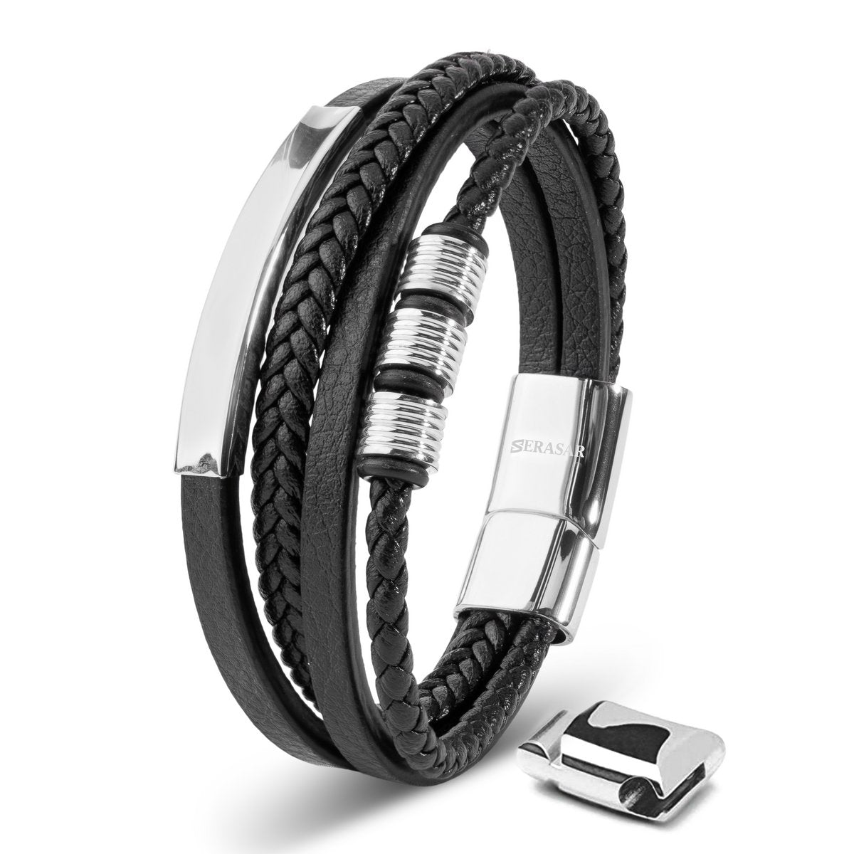 Lederarmband "Brave" - Durch sein schlichtes, elegantes Design zieht es definitiv neugierige Blicke auf sich - SILBER - HOLE-X-WORLD