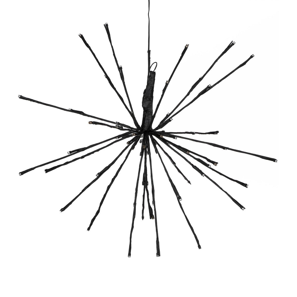 Feuerwerk-Weihnachtsbeleuchtung mit 72 klassischen weißen LED-Lichtern – Ø45 cm – Schwarz