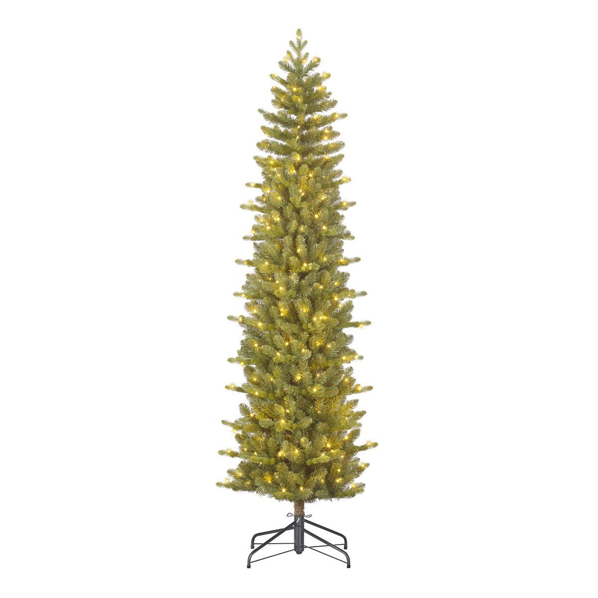 Harma Schmaler künstlicher Weihnachtsbaum mit LED-Beleuchtung – H260 x Ø73 cm – Grün - HOLE-X-WORLD