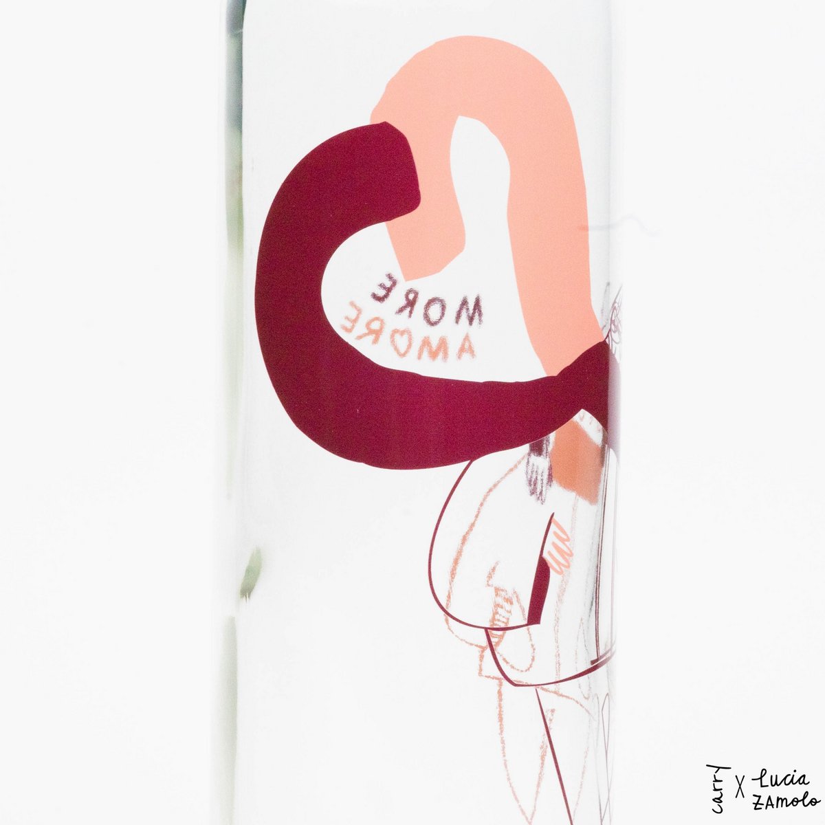 CARRY Bottle MORE AMORE RED 0,7 l Glasflasche- designed von der Künstlerin Lucia Zamolo