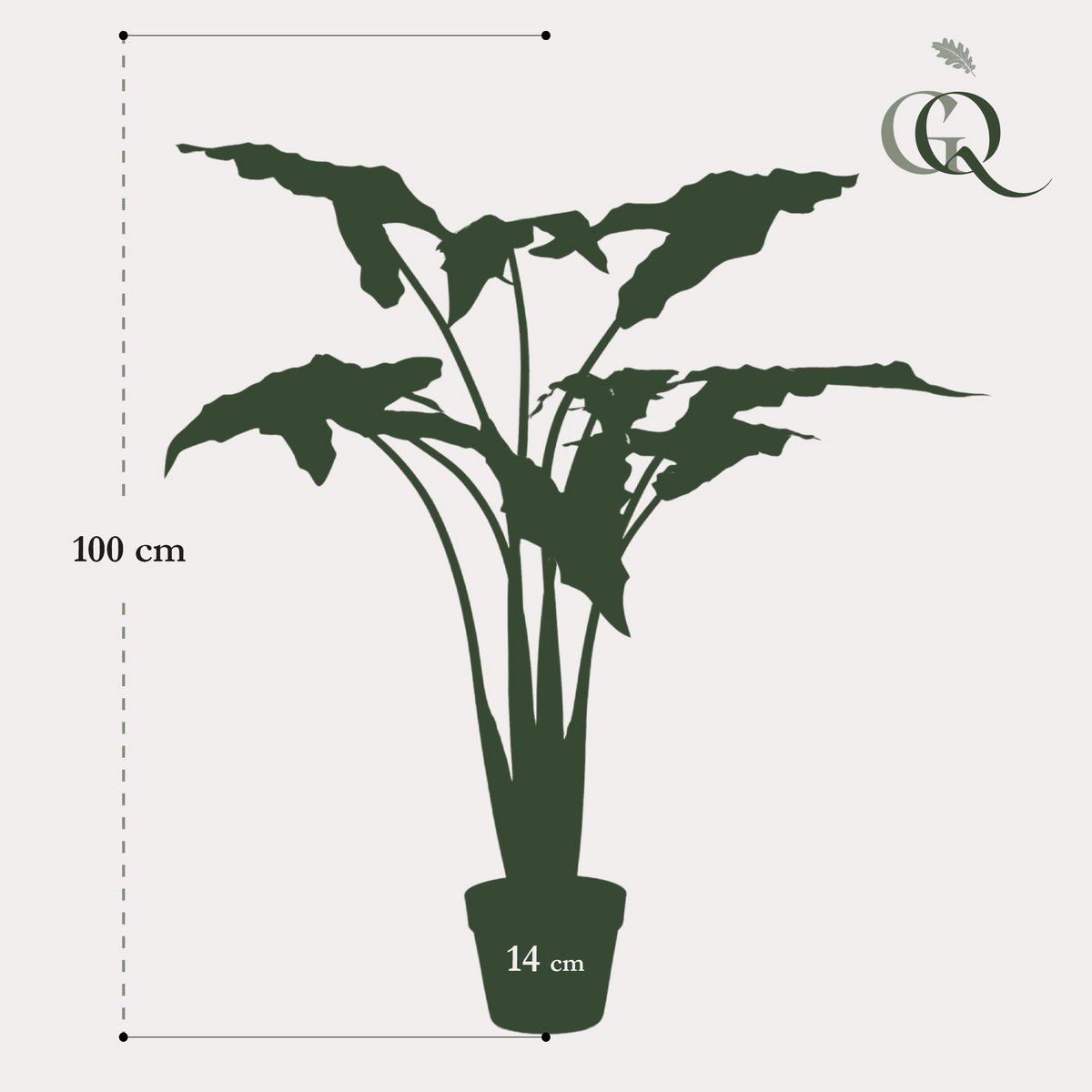 Künstliche Pflanze - Alocasia Frydek - Elefantenohr - 100 cm