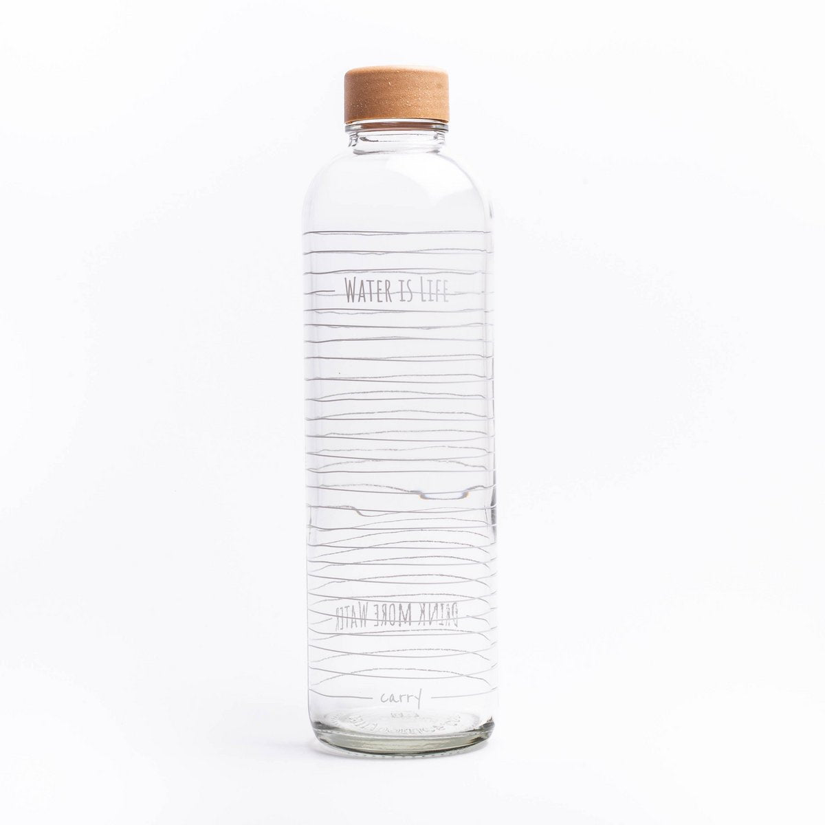 CARRY Bottle WATER IS LIFE 1,0 l Glasflasche - Trinkflasche Wasser ist Leben