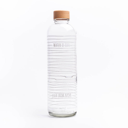 CARRY Bottle WATER IS LIFE 1,0 l Glasflasche - Trinkflasche Wasser ist Leben