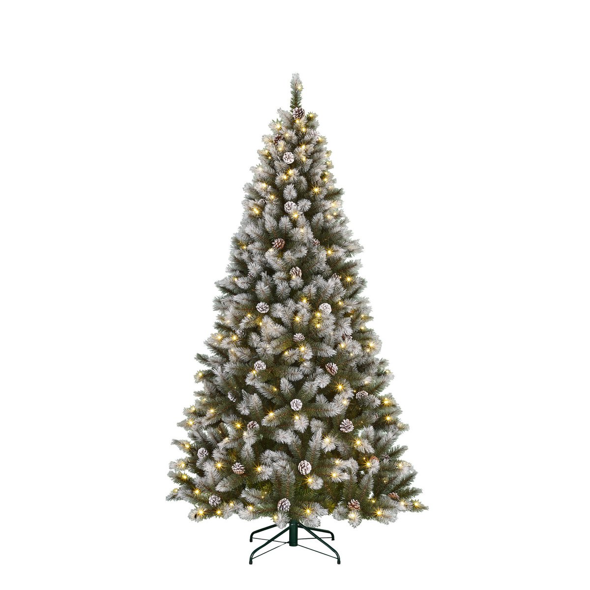 Pittsfield Künstlicher Weihnachtsbaum mit LED-Beleuchtung – H215 x Ø117 cm – Grün gefrostet - HOLE-X-WORLD