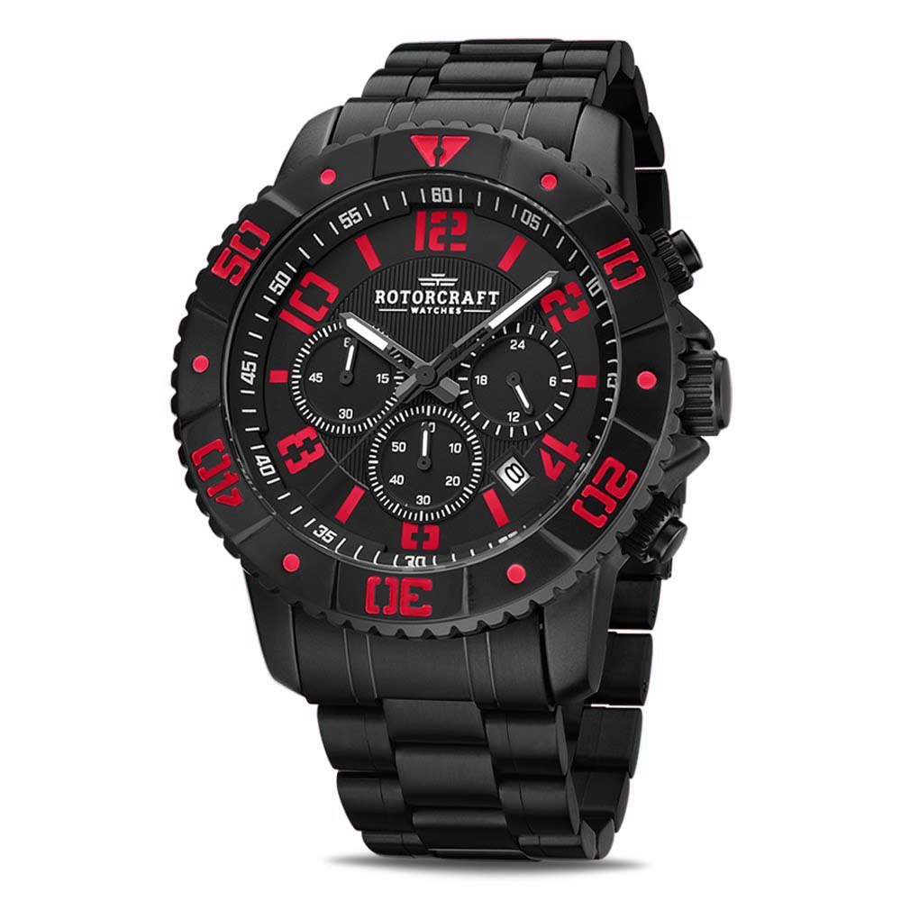 ROTORCRAFT UHR® BladeRC3301 Chrono - Gehäuse aus schwarzem Stahl - HOLE-X-WORLD