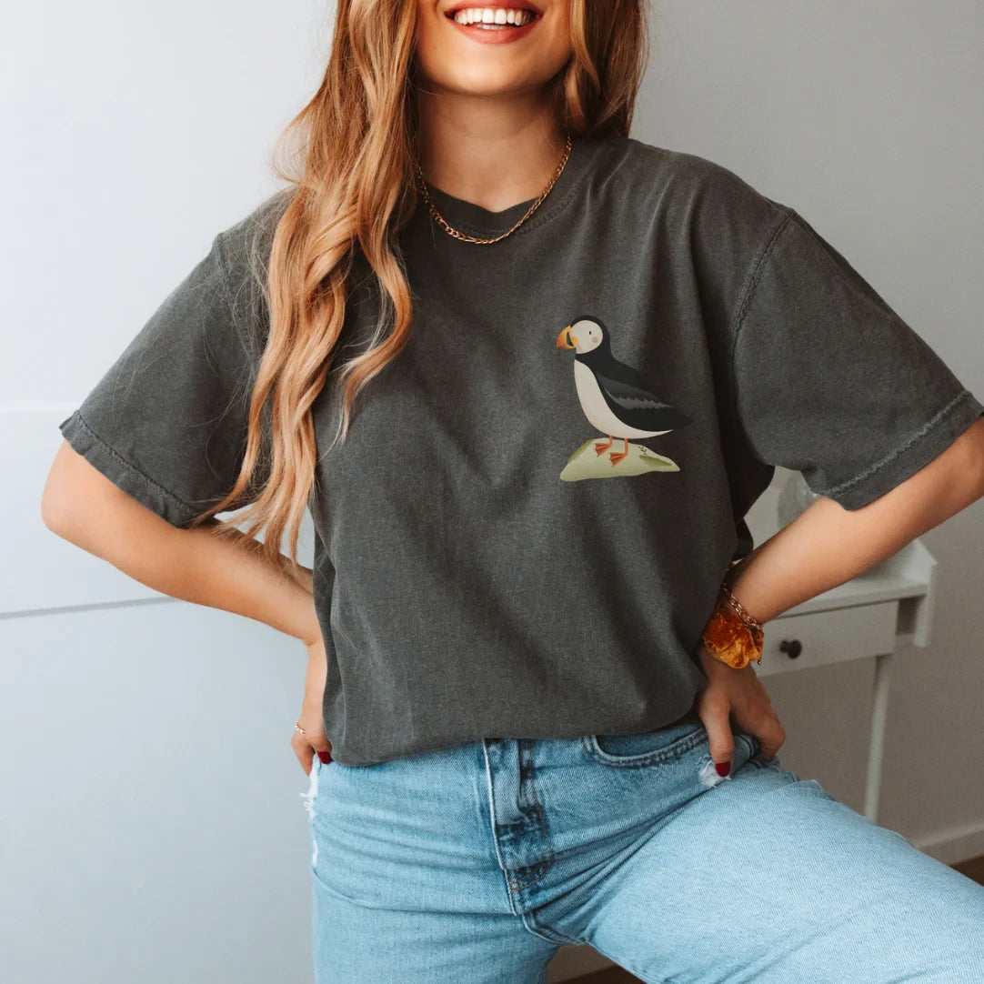 Tilda and Theo - T-Shirt Island Puffin - BIOBAUMWOLLE Papageientaucher Skandinavien Shirt - Iceland Souvenir