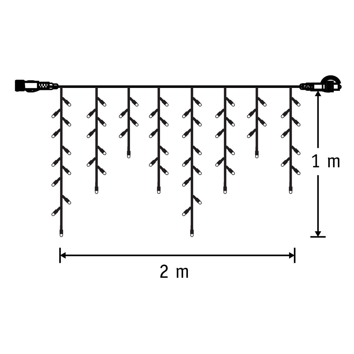 Connect XP Level Lichtvorhang mit 100 LED-Lichtern – L200 x H100 cm – Klarweiß