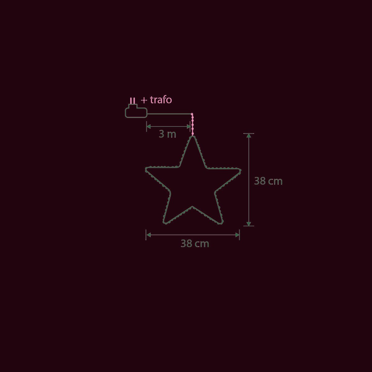 Hängender Stern mit warmweißer LED-Beleuchtung – H108 x Ø38 cm – Schwarz - HOLE-X-WORLD