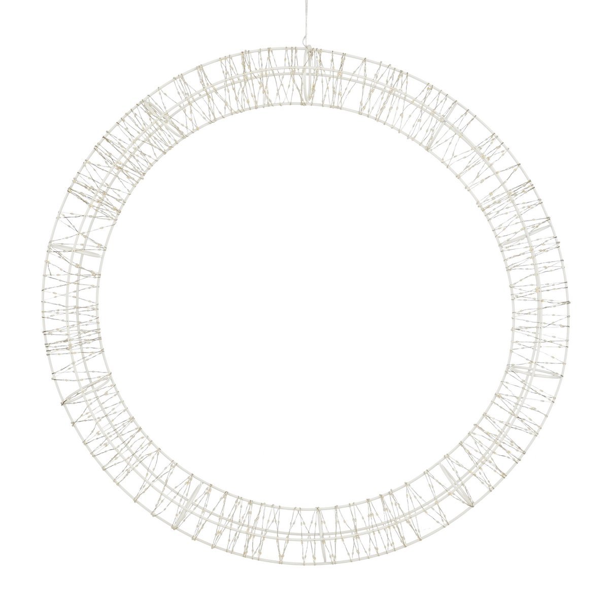 Weihnachtsbeleuchtungskreis mit warmweißen LED-Lichtern – Ø56 cm – Metall – Weiß - HOLE-X-WORLD