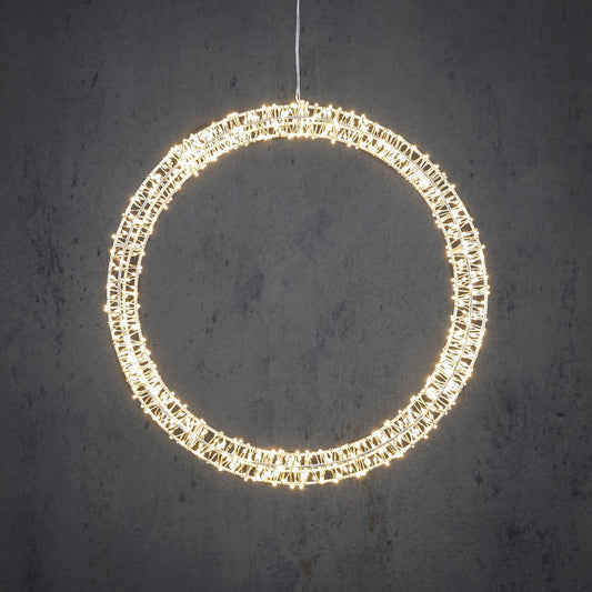 Weihnachtsbeleuchtungskreis mit warmweißen LED-Lichtern – Ø36 cm – Metall – Weiß - HOLE-X-WORLD