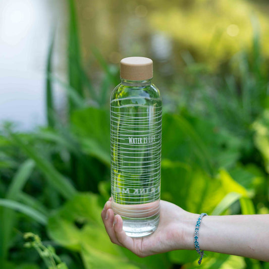 CARRY Bottle WATER IS LIFE 0,7 l Glasflasche - ideal für die Arbeit und Freizeit