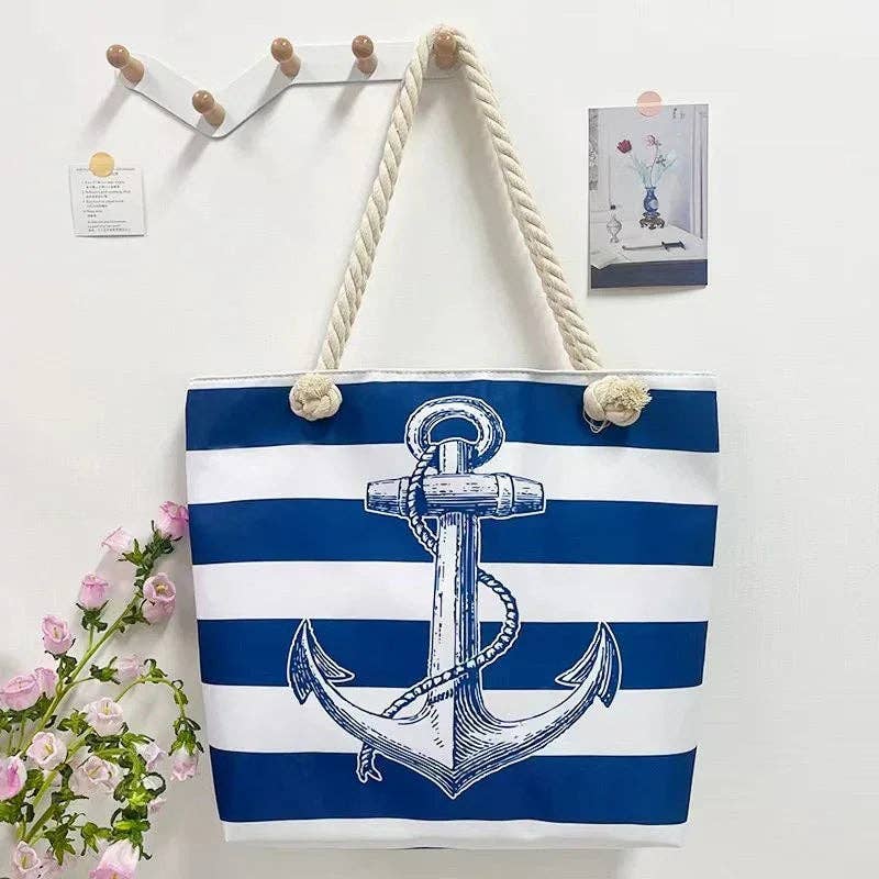 Strandtasche - Anker: Blau